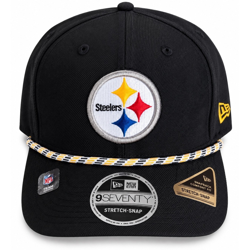 New Era Pittsburgh Steelers 9SEVENTY Stretch Snap Rope Hat Black NFL NWT OSFM